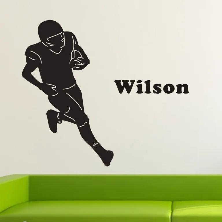 

Personalized Name Football Player Wall Stickers Boy Vinyl Decals Removable Home DIT Decals for boys Kids KW-169