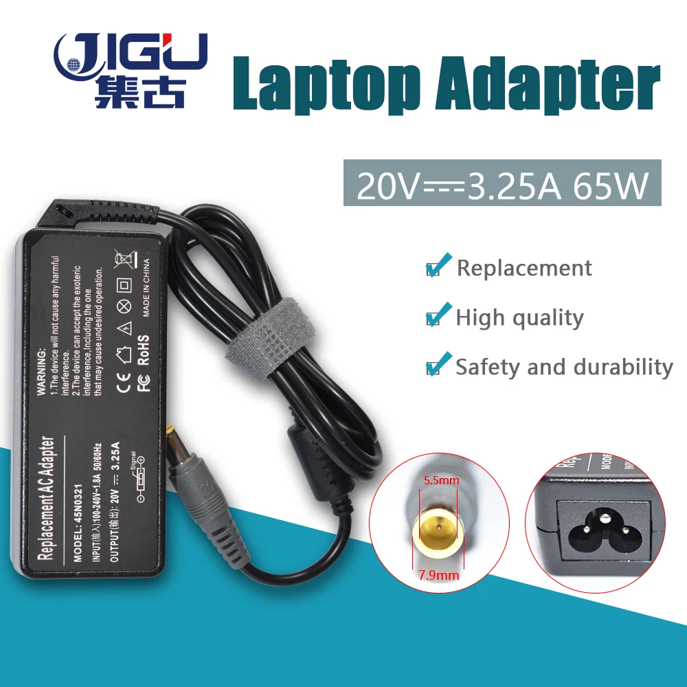 

JIGU 20V 3.25A 7.9*5.5mm AC Adapter Power Supply For IBM For Lenovo X200 X300 R400 R500 T410 T410S T510 SL510 L410 L420 Charger