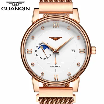 

GUANQIN Original Brand Watch Luxury Men Automatic Mechanical Watches Mens Fashion Stainless Steel Strap Gold Wristwatch men