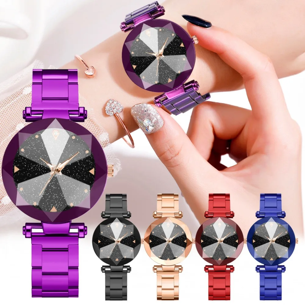 

New Women's Watches Multi-Angled Raised Dial Ladies Fashion Starry Sky Quartz Wristwatch Alloy Strap Clock Reloj Mujer @50