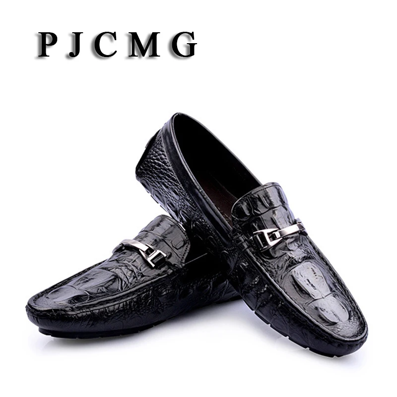 Slip Casuais Homens red Primavera Crocodilo Metal vermelho Estilo on Mocassins De Pjcmg Preto outono Genuíno Condução Couro Sapatos Black xIpZwZqR
