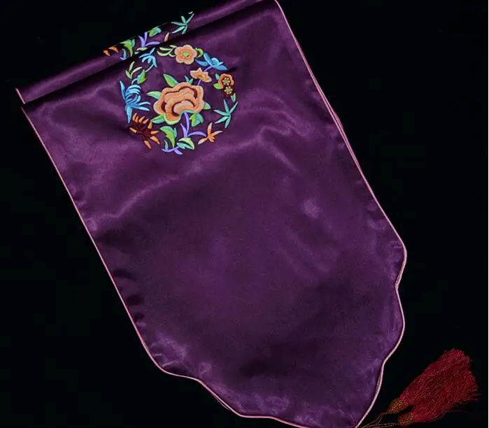 Dark Purple Китайский стиль цветочное вышитое украшение Настольная дорожка Пыленепроницаемая скатерть чайная домашняя скатерть текстильная коллекция - Цвет: Dark Purple
