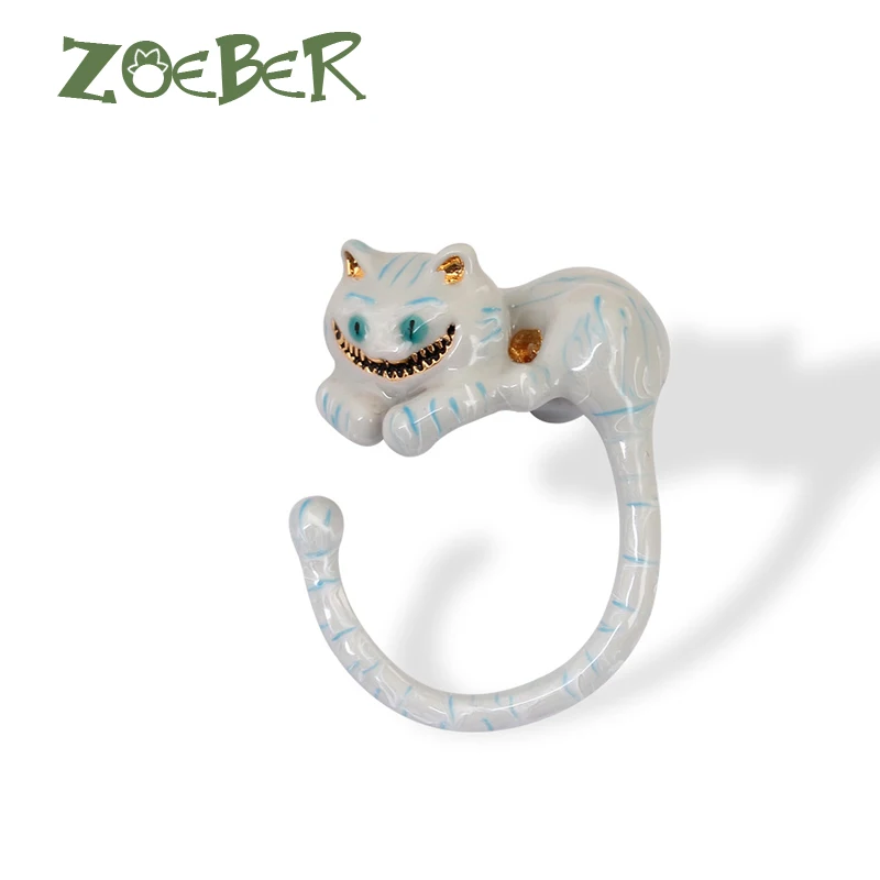 

Zoeber Wedding Rings 3D Enamel Glaze Cute Cat Rings For Men Women Fashion Party Gift Unique Design Best Friend Gift RJ2112