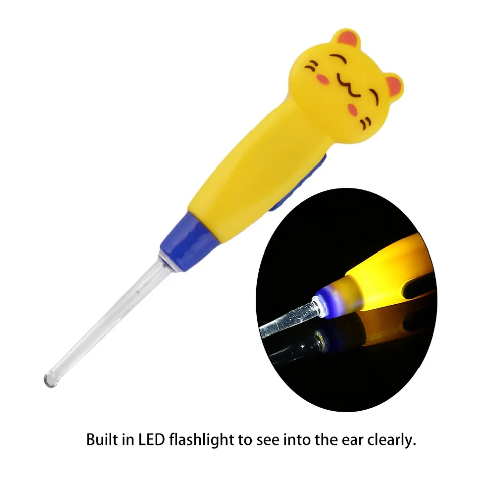 

Cartoon Animal Decoration Plastic Earpick Portable LED Flashlight Ear Wax Remove EarPick Cleaner Health Care Tool