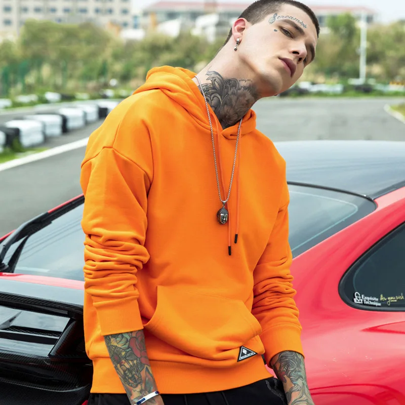 

Famous brand suitable for spring and autumn and winter hooded men'ship hop style loose solid color couple shirt men