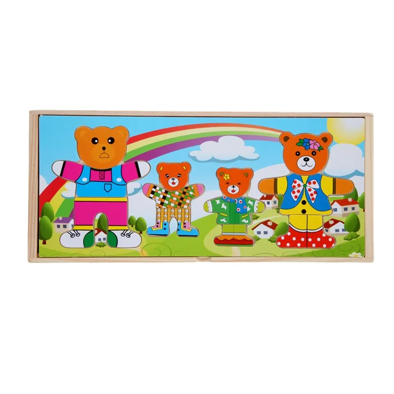 Набор деревянных головоломок детская развивающая игрушка медведь переодевания головоломки для детей деревянные игрушки, по оптовой цене