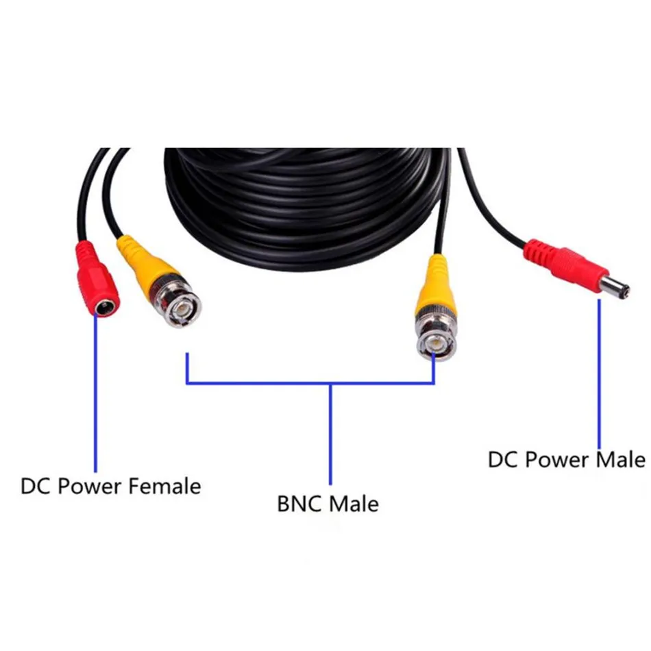 BNC Video Power Siamese Cable BNC&DC-C-18 12V Cable 32ft 10m for Analog AHD CVI CCTV Surveillance Camera DVR 26
