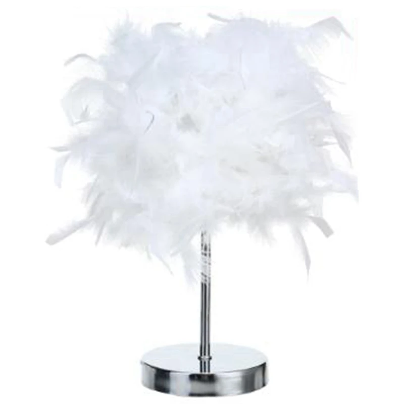 

Feather Shade Metal Table Lamp Bedside Desk Vintage Night Light Christmas Decor Soft Vintage Bedroom Study Room Us Plug Modern