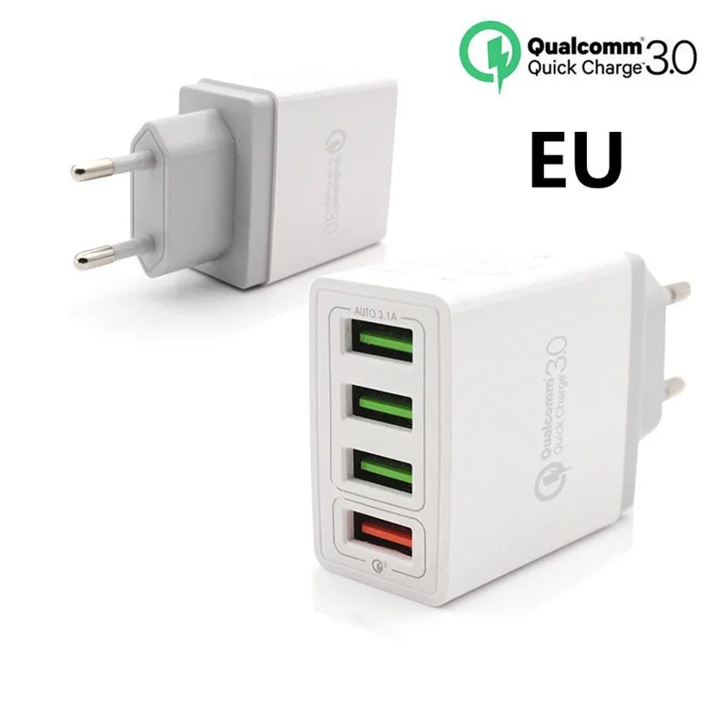 EU Not Cable White XEDAIN EU/US штекер Бесплатный кабель для передачи данных телефон 4 порта 6.2A быстрое зарядное устройство QC 3,0 USB зарядное устройство для iphone ipad samsung huawei Xiaomi sony - Тип штекера: EU Not Cable White