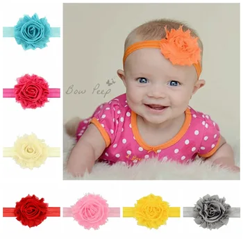 

2 inch Floral Headband Chiffon Frayed Weave Flower Hairband kids Hair Bows Accessories Christmas Gifts 12pcs/lot