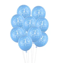 Balões de látex para festas de 1 ano, balão de festa de aniversário para meninos e meninas, feliz aniversário, rosa e azul