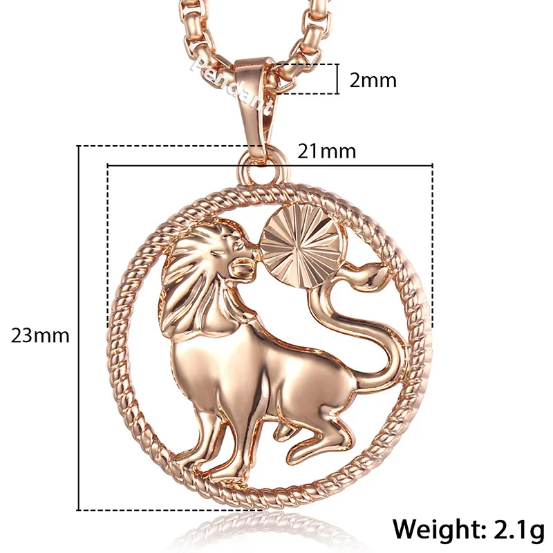 Davieslee ожерелье с подвеской со знаком зодиака для женщин и мужчин, Женское Ожерелье s 12, Созвездие 585, розовая подвеска, позолоченный подарок LGPM21 - Окраска металла: Leo GP257