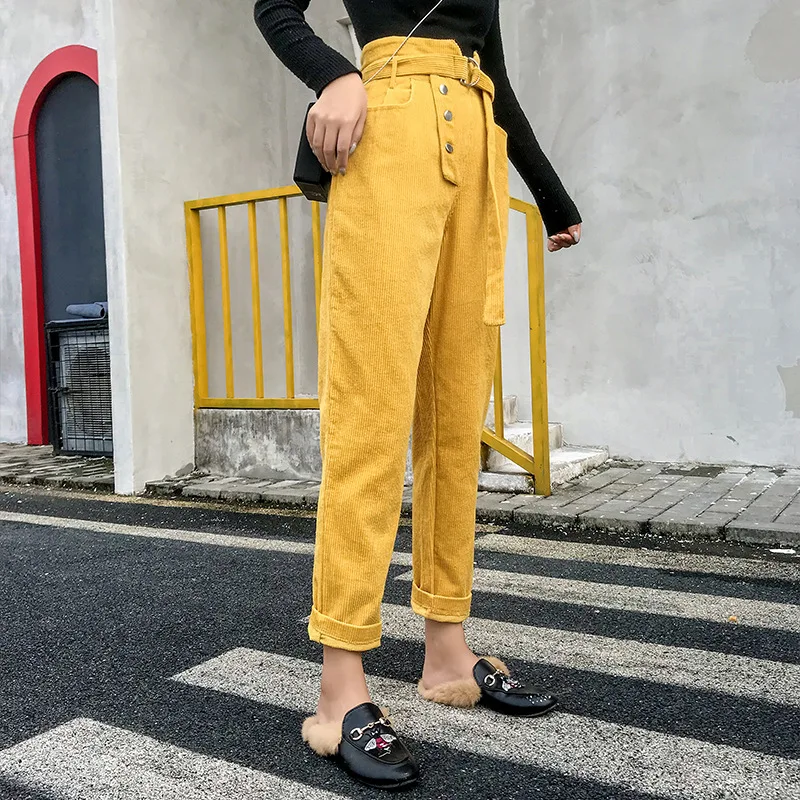 2019 Rosa Giallo Pantaloni di Velluto A Coste Delle Donne Autunno Inverno A  Vita Alta Casual Pantaloni di Cotone Femminile Streetwear Moda Pantaloni di  Velluto A Coste|Pants \u0026 Capris| - AliExpress