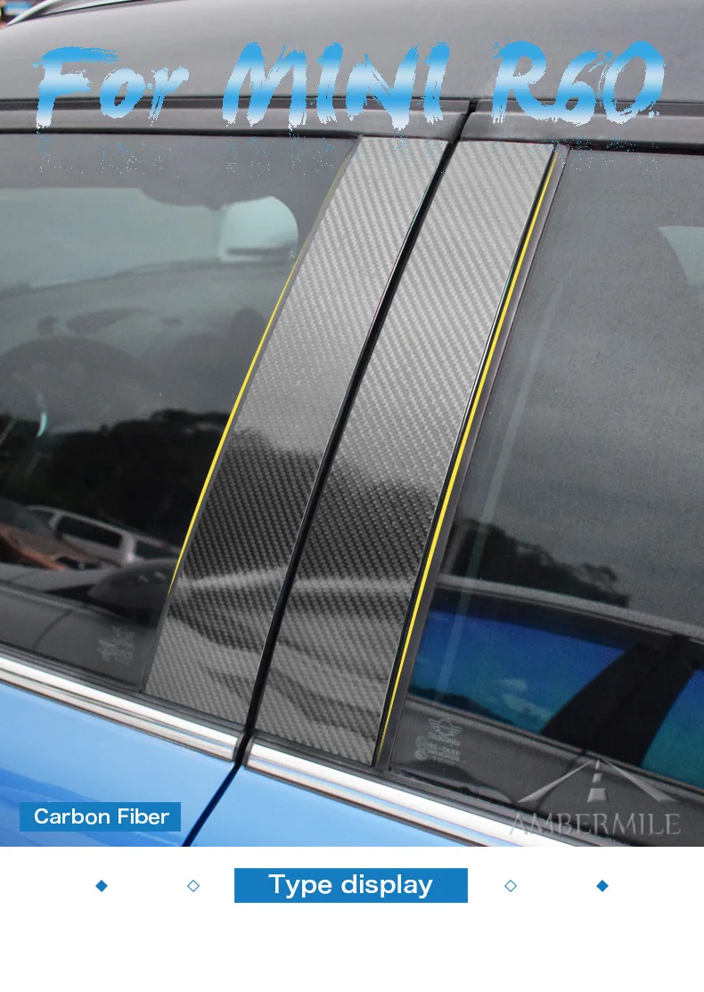 Mini Cooper Countryman R60 Accessories Carbon Fiber B C Pillar Cover Trim Window Mouldings Car Protector Stickers (1)