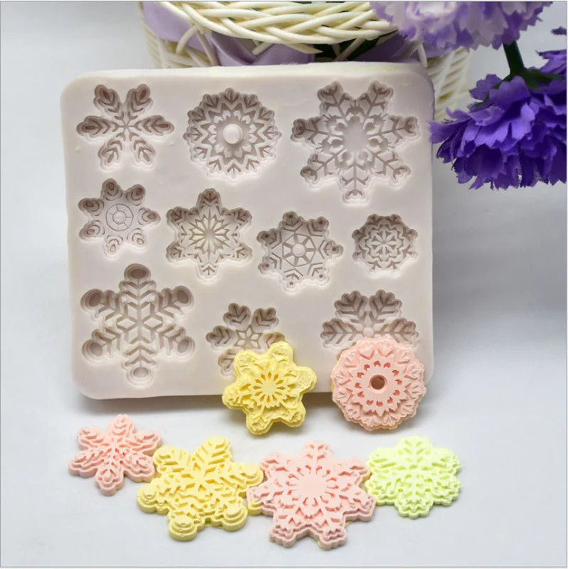 

Christmas decorations 3D snowflake Lace chocolate Party DIY fondant baking cooking cake decorating tools silicone mold