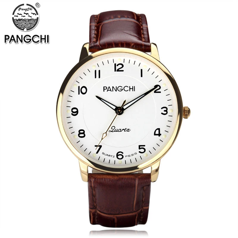 

PANGCHI Brand Simple Men Women Leather Watches Waterproof Big Dial Quartz Wristwatches Casual Fashion Couple Watch Montre Femme