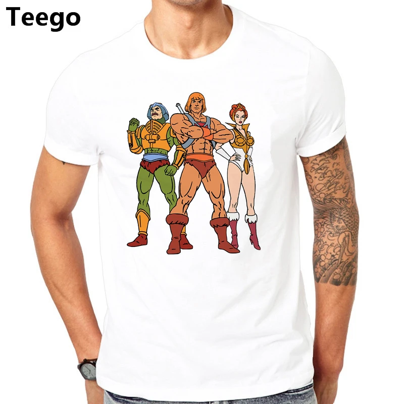 Heman Холдинг меч футболка Дизайн мастера Вселенной футболки мультфильм новинка