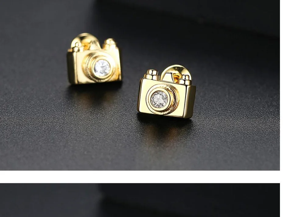 Модные маленькие мини-камеры серьги-гвоздики для вечерние с AAA кубический циркон корейский Charme ювелирные изделия Oorbellen Рождественский подарок