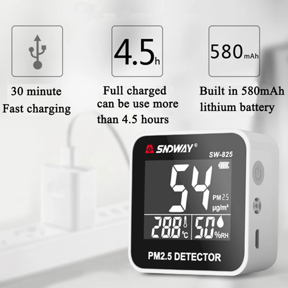 

Sndway PM2.5 Detector gas tester Air Quality meter Laser Gas monitor/Gas analyzer/Temperature humidity meter Diagnostic tool