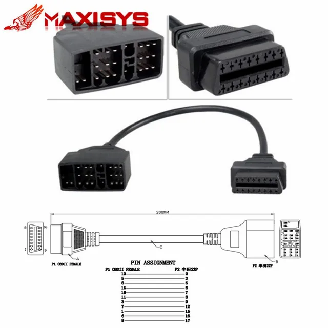 Toyota 22 Pin To 16 Pin Obd1 To Obd2 Connect Cable