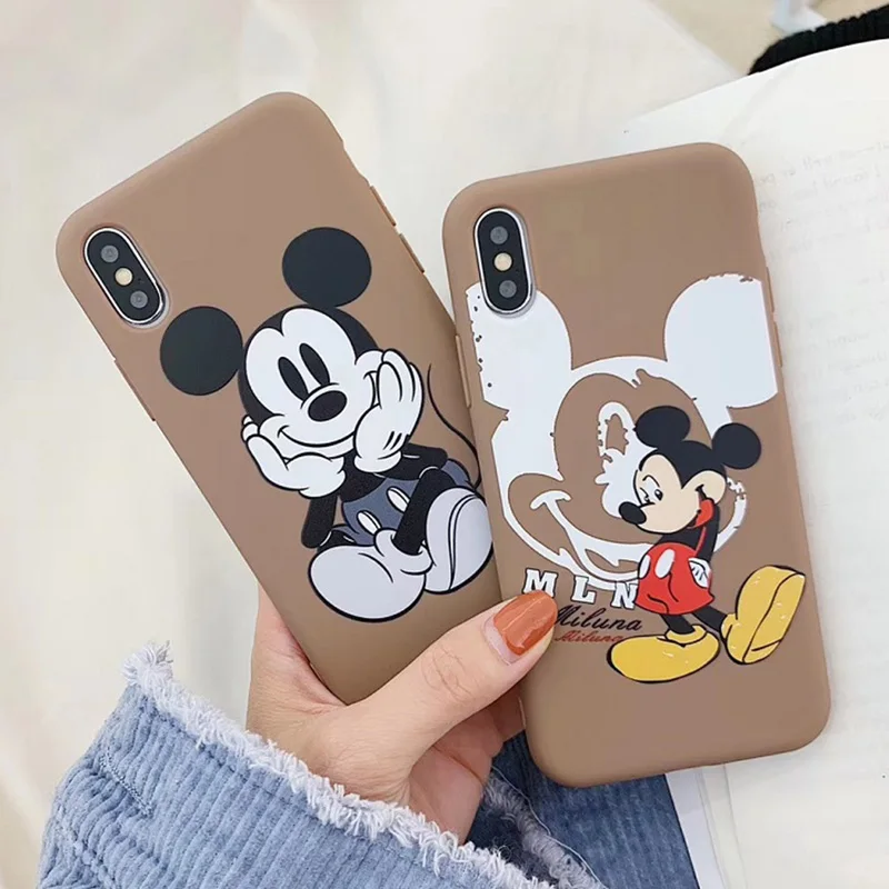 

Matte Minnie phone cases for iphone X XR XS Max case Cute Cartoon Mickey Soft TPU case For iphone 6 6s 7plus 8 8plus back cover