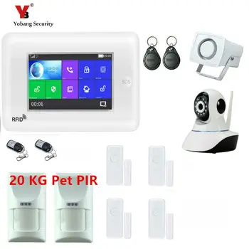 

YobangSecurity Touch Screen Smoke Fire Wireless Home Security GSM WIFI GPRS RFID Alarm System APP Remote Control Video IP Camera
