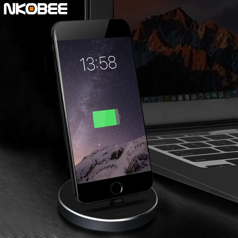 NKOBEE For iPhone 7 Charger Dock Aluminum Charger Dock Desktop Charging Cradle Station Adapter