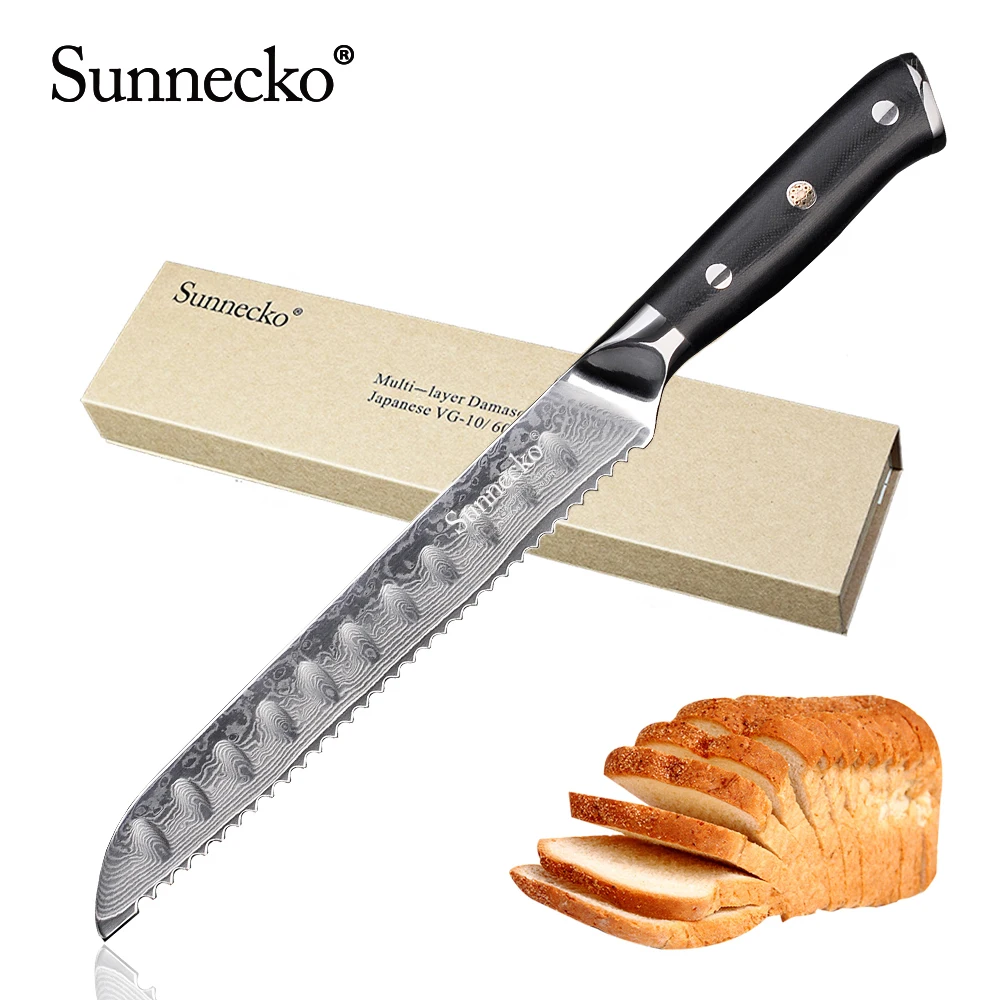  SUNNECKO Professional 8 inch Bread Knife 73 Layers Damascus Steel Sharp Blade Kitchen Knives G10 Ha - 32879349238