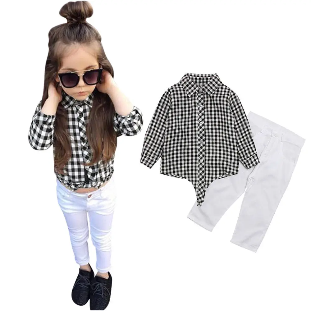 

Pudcoco Newborn Baby Girls Clothes Plaid T Shirt Top+Long Pants Leggings Outfit Children Clothing Set