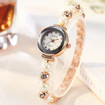 Top Brand Crystal Pearl Bracelet Watch Women Luxury Rose Gold Stainless Steel Quartz Wrist Watches Ladies Fashion Dress Watch luxury ladies watch women brand quartz wristwatches stainless steel watches rose gold woman wrist watch gifts sale accessories
