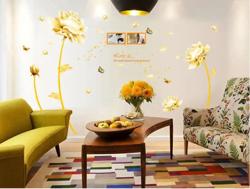 New Diy Removable Paper Flower Wall Stickers Home Decor Art Decal Wall Stickers Home Decor Living Room Mural With Flowers 5
