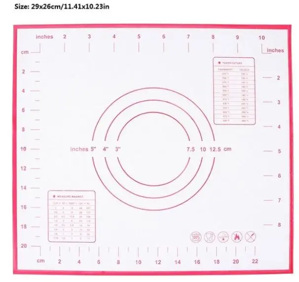 Антипригарный силиконовый коврик для выпечки Кондитерские инструменты для раскатки теста Лист Лайнер противни для выпекания Кондитерские принадлежности Инструменты для украшения торта - Цвет: Red 29 x 26cm