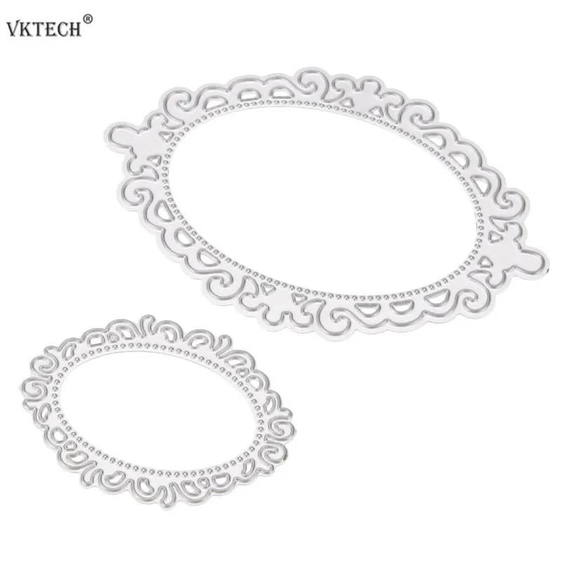 

2pcs Oval Frame Metal Cutting Dies Stencils for DIY Scrapbooking Wedding Photo Album Cards Decorative Embossing Craft Dies