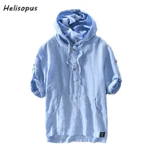 Helisopus мужские тонкие хлопковые льняные футболки с капюшоном Harajuku полосатые рубашки дышащие летние мужские повседневные Топы camisa masculina