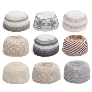 

Men Embroidery Muslim Hijabs Islamic Prayer Skull Beanie Cap Hats Islamic Jersey Head Wear Spring Autumn Fashion Accessories