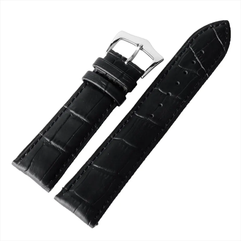 

New Fashion Black 20mm 22mm Watchbands Leather Embossed Watch Strap For Watches Replacement + 2 Spring Bars Bracelet Watchbands