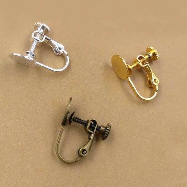 Screw Clip Earring Converter for Non pierced Ears with 8mm Flat Circle