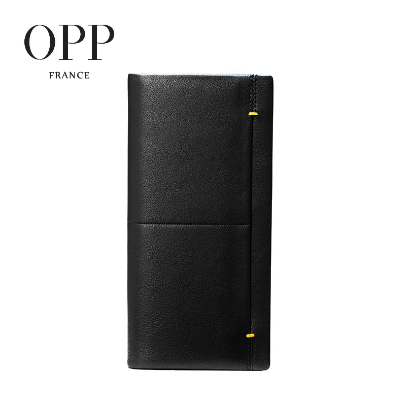 

OPP Men's Leather Wallet Long Male Wallet Layer Cross Section Card Package Bag Long Paragraph Wallet.