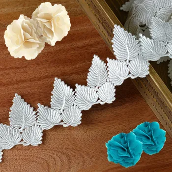 

3-5Yards / Lot upscale white leaves flowers retro clothing accessories DIY manually lace wholesale wide 7cm GRL0279