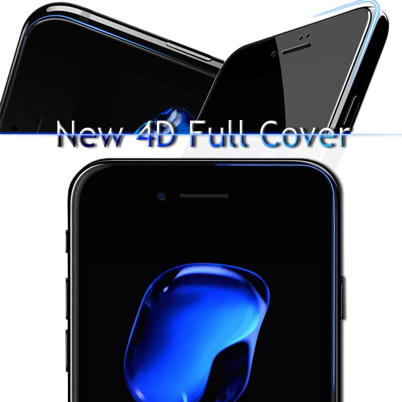 4D(2nd Gen 3D) полное покрытие закаленное стекло для iPhone 7 7 Plus изогнутая взрывобезопасная пленка 9H жесткий чехол на 7 7PLus 4," 5,5"