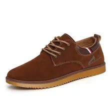 Vintage Lace Up Hombres Ocasionales de Los Planos Oxfords 2017 Mens de La Manera del Hombre de Cuero de Gamuza Plana zapatos Otoño Solos Zapatos de Skate