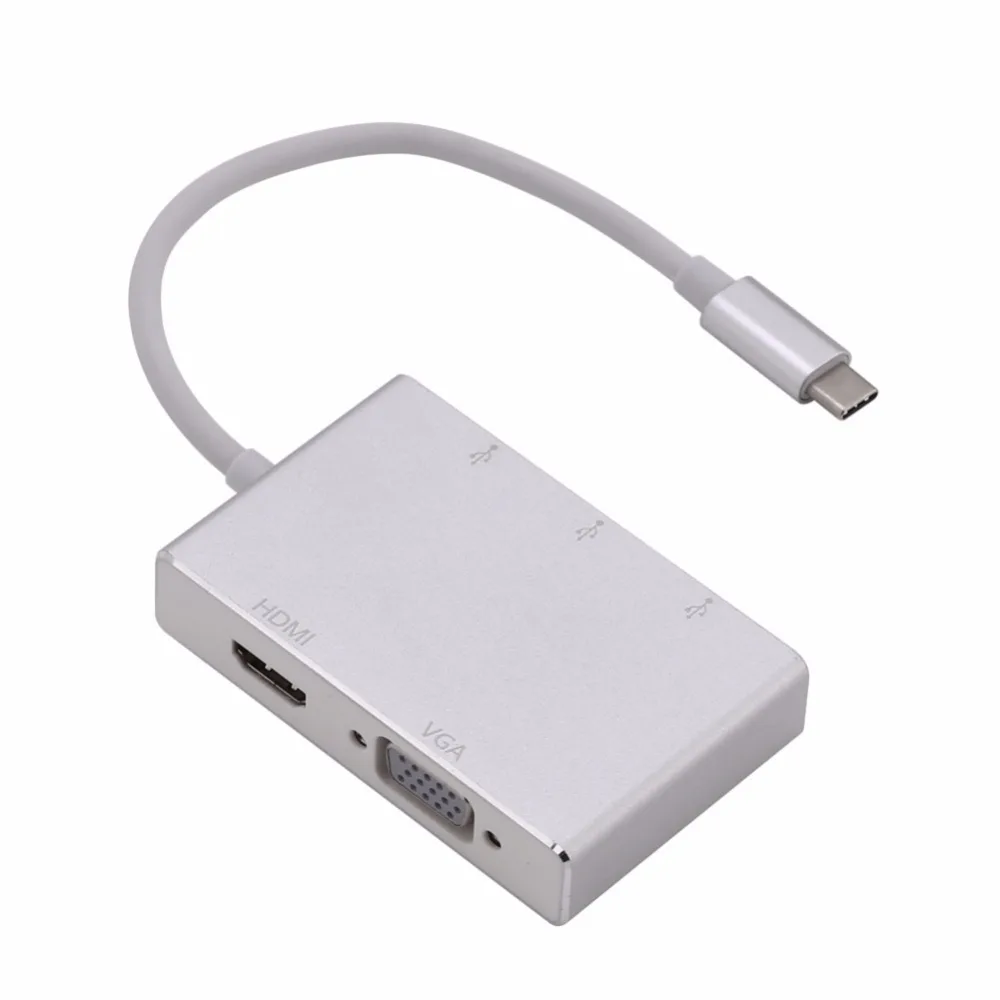 5 в 1 кабель-Переходник USB C на HDMI 2K 1080P VGA адаптер Thunderbolt 3 Порты и разъёмы концентратор совместим с USB 3,0 конвертер для Macbook для samsung для huawei