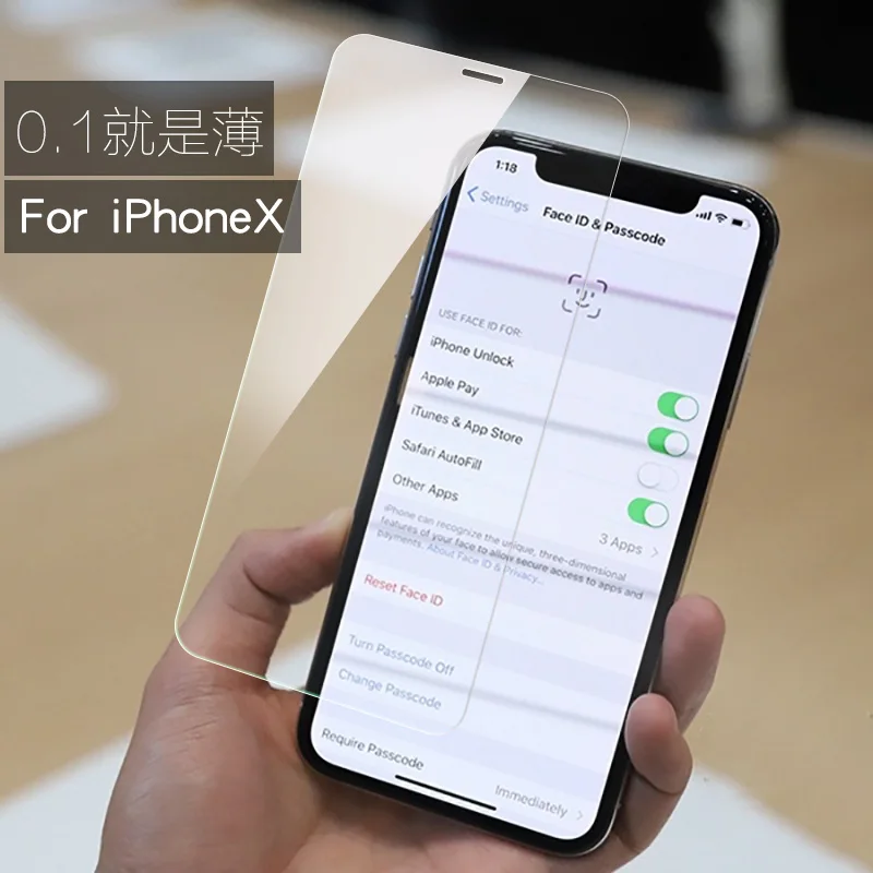 최고의 품질 초박형 0.1mm 9H 강화 유리 iPhone X XS 11 12 13 Mini 14 15 Pro MAX XR 16 7 8 Plus 화면 보호기 슬림