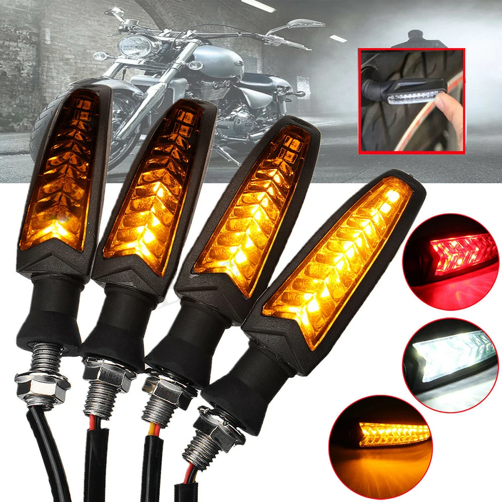 

4Pcs 18 LED Universal Flowing Motorcycle Turn Signal Indicator Light Lamp Low Power Consumption Flexible Bendable Light Lamp