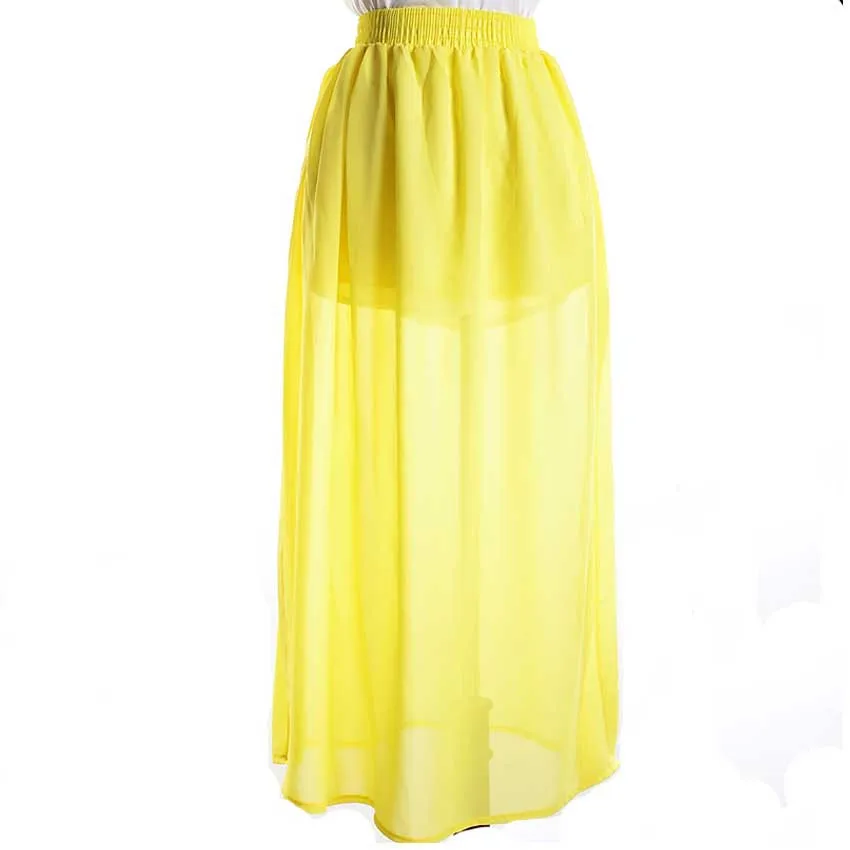 Новинка весна лето стильные модные длинные шифоновые юбки женские карамельных цветов Плиссированное Макси женские юбки 1306