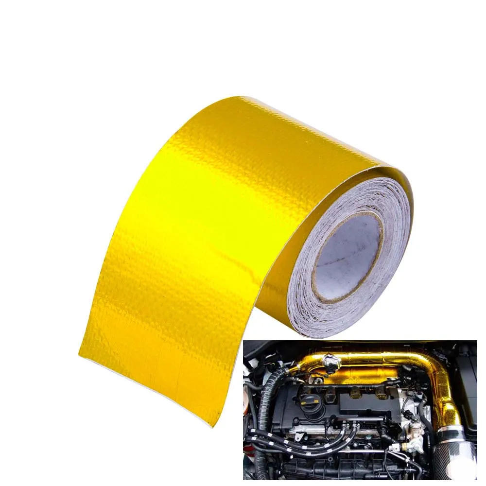 

FIFAN- 2"x5 A Gold 2'' Thermal exhaust Tape Air Intake Heat Insulation Shield Wrap Reflective Heat Barrier Self Adhesive Engine