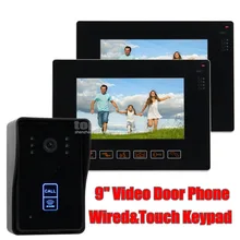 DIYSECUR 9 pulgadas Videoportero Intercom Timbre de La Puerta de Alambre timbre Seguridad Para El Hogar Kit Sistema de Cámara de INFRARROJOS de Visión Nocturna 2 Monitor