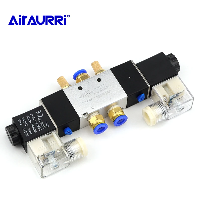 Встроенный E DC12V, DC24V или AC220V AC110V4V220-08 Пневматический электромагнитный клапан 5 способ 2 положения 1/" алюминиевый сплав