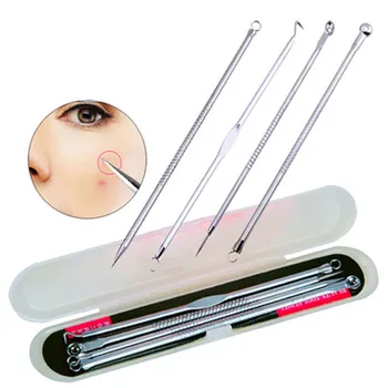 

4PCS Blackhead Comedone Extractor Pimple Cleaner Acne Blemish Remover Needles Set Black Spots Pore Point Noir Extracteur Tool
