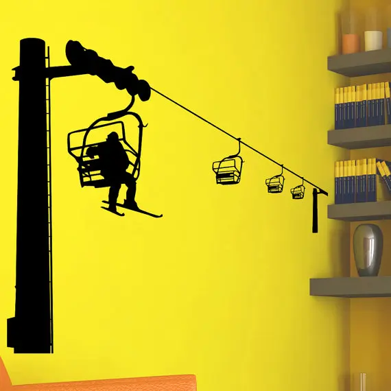 

Kids Bedroom Living Room Newest Decorative WalL Mural Skiers Doing Extreme Sport Ski Lift Wall Sticker Art Vinyl Wallpaper Y-964